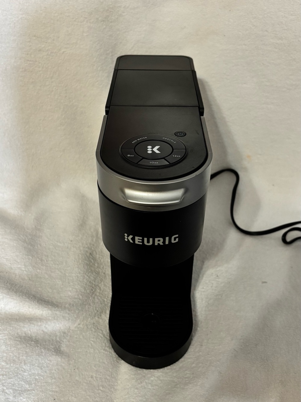 Keurig Black Coffee Maker with Silver Trim